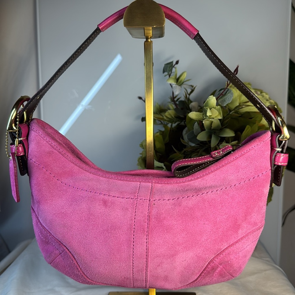 Y2K Coach Suede 5673 Soho Demi Hobo HOT PINK